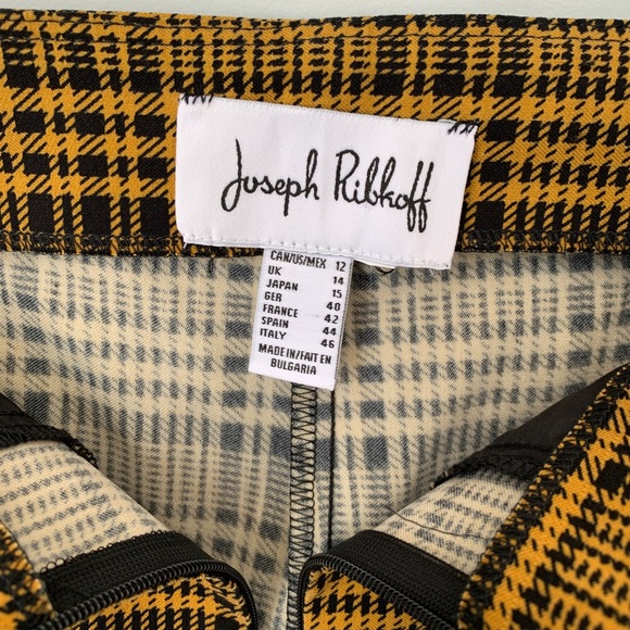 SIZE 12 EUC JOSEPH RIBKOFF CHECK ANKLE PULL ON PANT YELLOW BLACK - Picture 2 of 7
